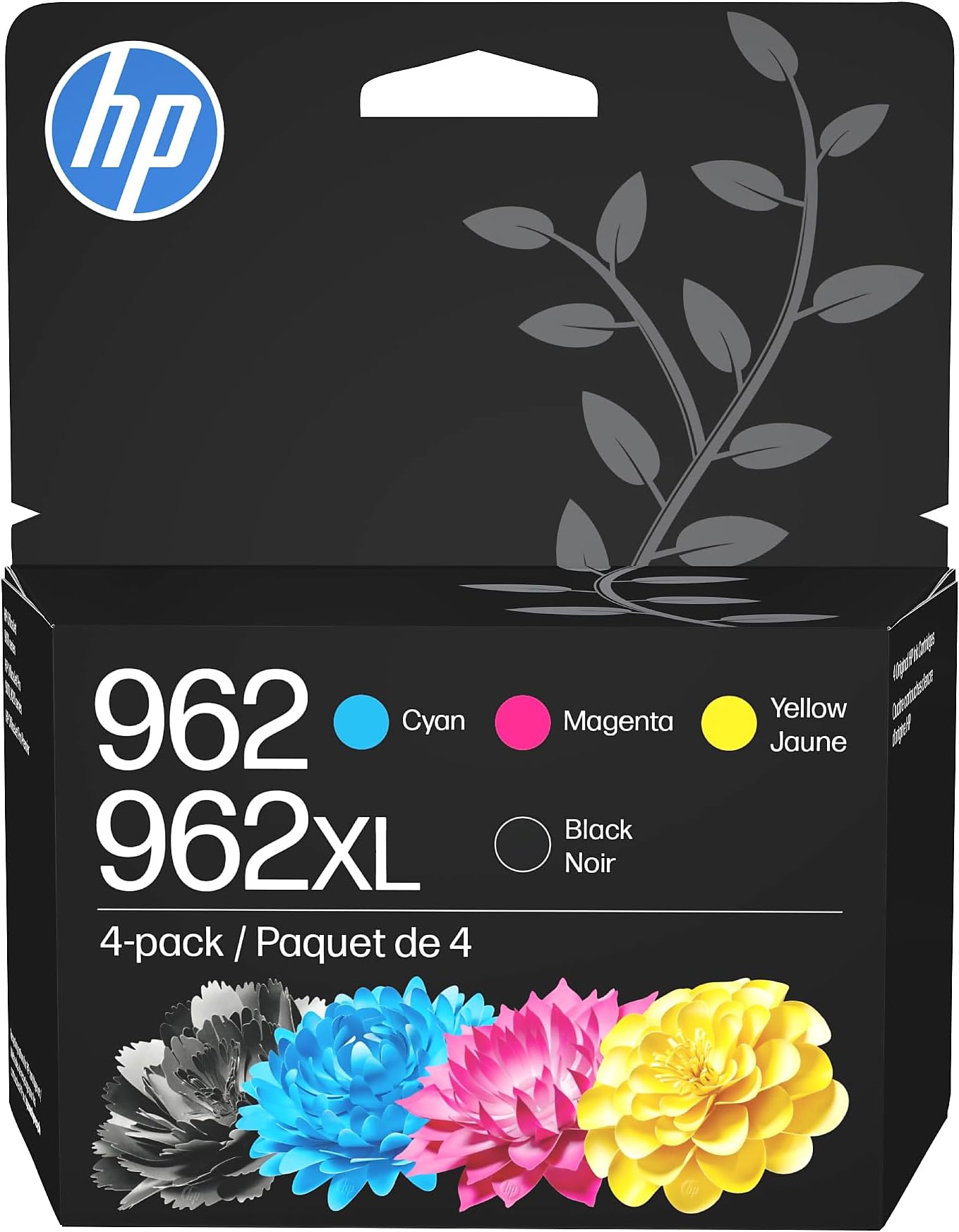 Original 962 Cyan, Magenta, Yellow / 962XL Black Ink Cartridges (4-Pack) | Works OfficeJet 9010 Series, OfficeJet Pro 9010, 9020 Series | Eligible for Instant Ink | 3JB34AN