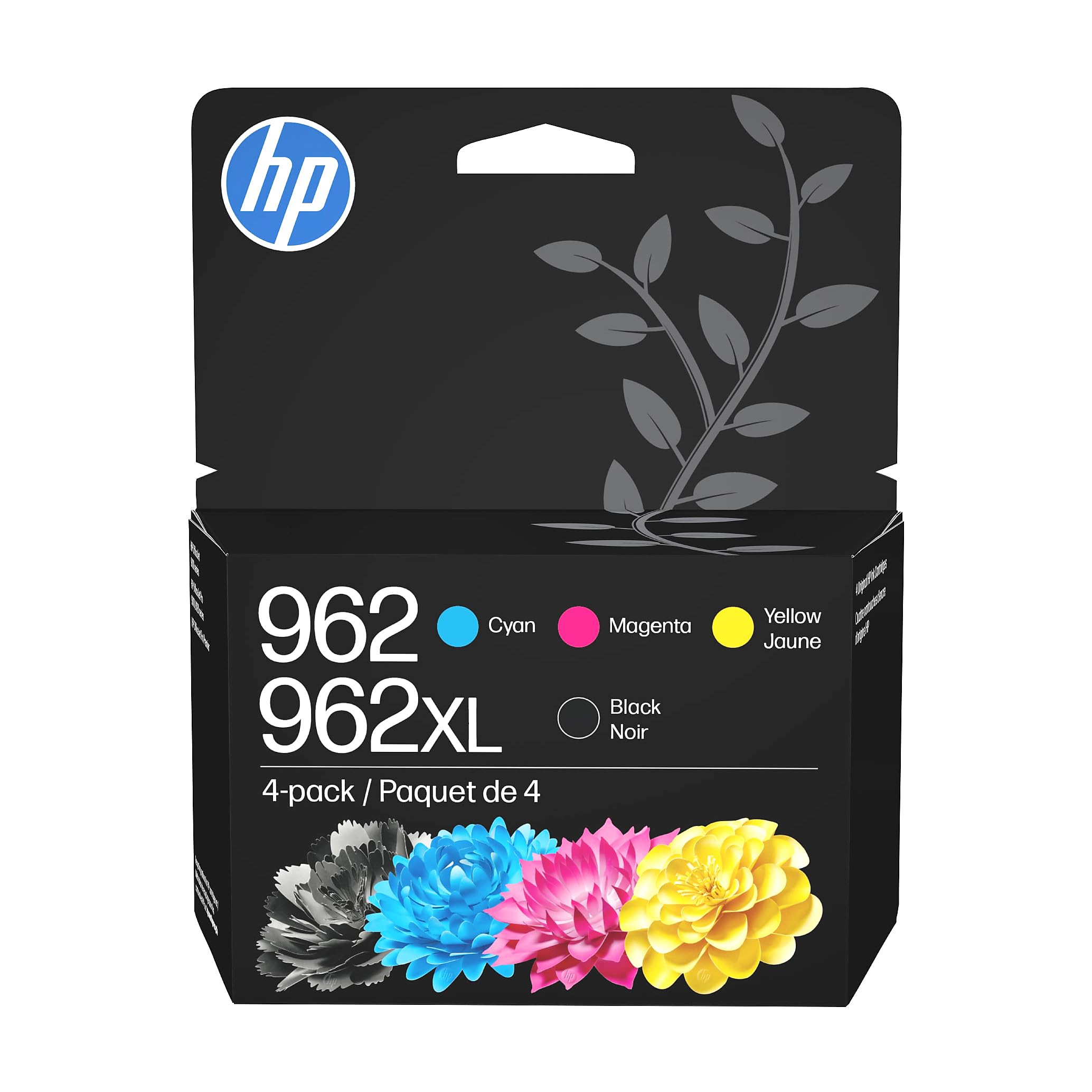 HP Original 962 Cyan, Magenta, Yellow / 962XL Black Ink Cartridges (4-Pack) | Works OfficeJet 9010 Series, OfficeJet Pro 9010, 9020 Series | Eligible for Instant Ink | 3JB34AN