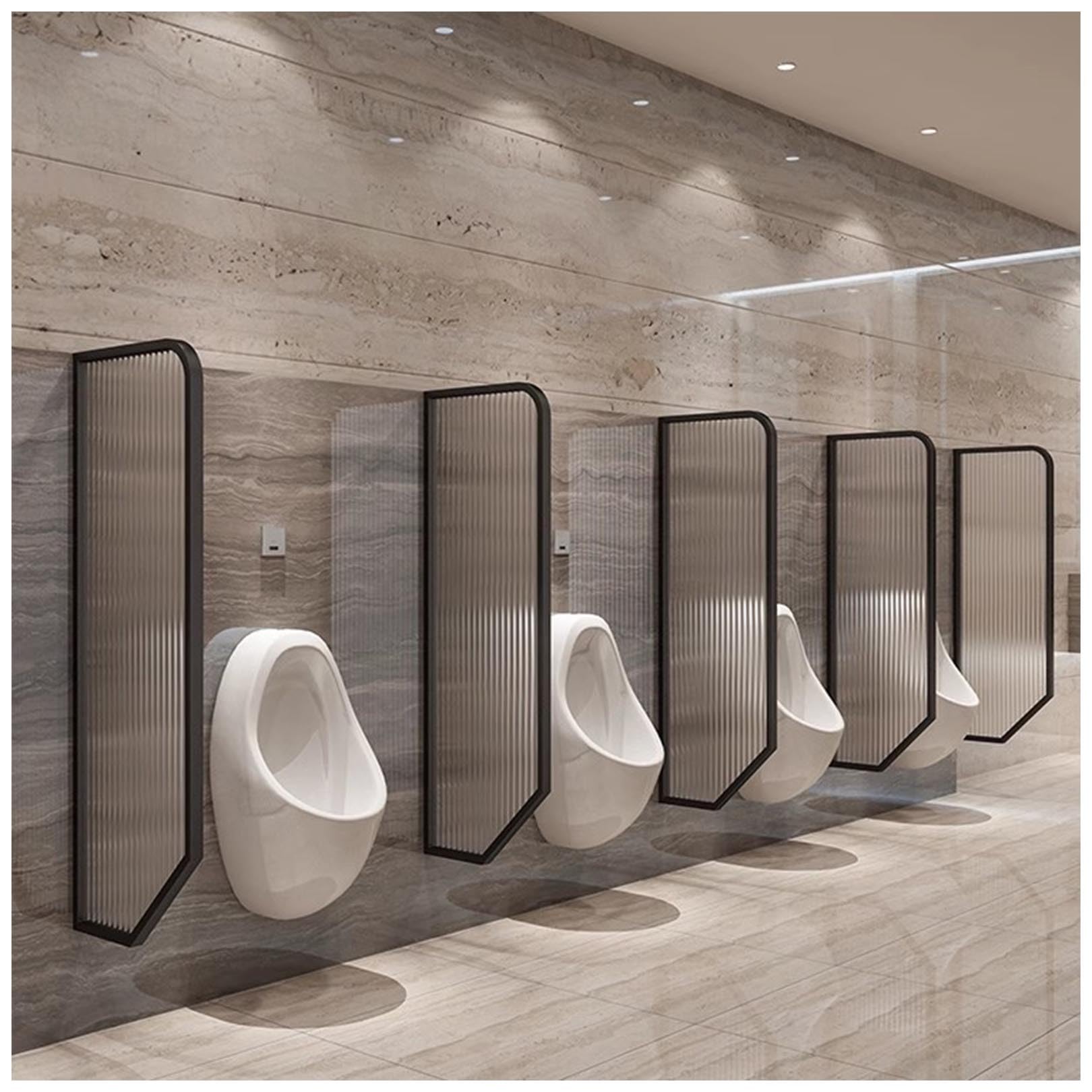 BKSXSOP Wall-Mounted Urinal Partition Divider with Tempered Glass - Men's Privacy Screen Baffle for Shopping Malls, Hotels Black, 1 Piece Panel