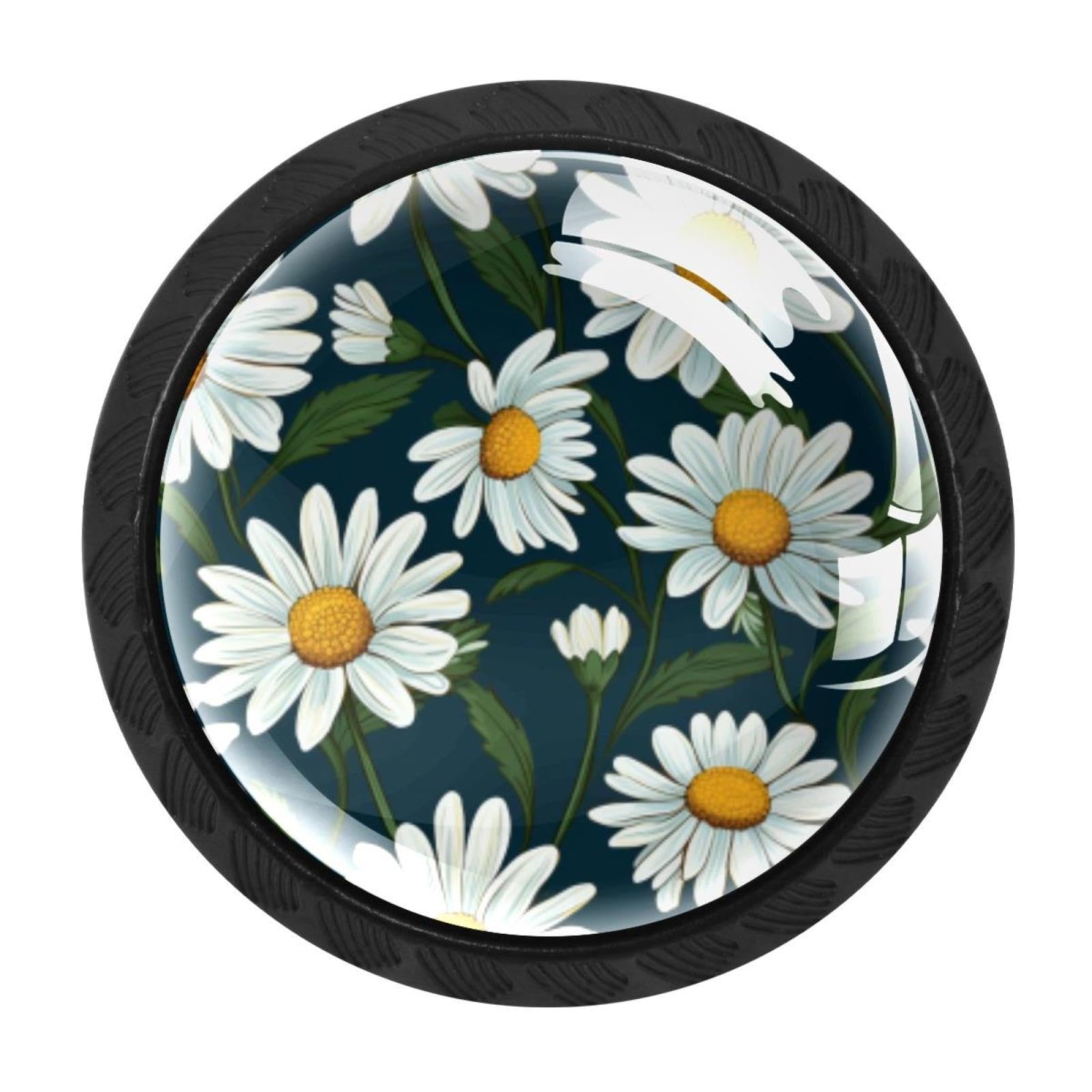 CHENZZZZ 4 Pack Cabinet Handles Black Daisy Cabinet Knobs Draw