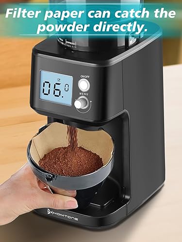 Miniatura 8 de Homtone Molinillo de café expreso con rebabas cónicas, molinillo de café eléctrico con 51 ajustes precisos, molinillo de espresso de 120 V con