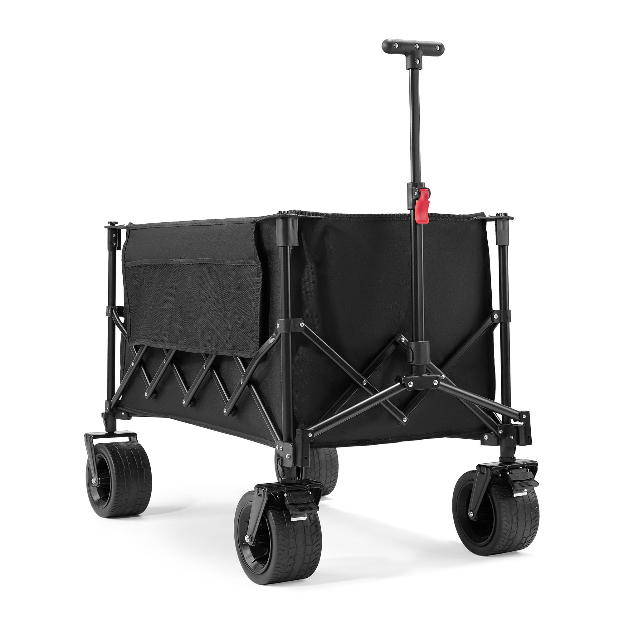 HyperMotion Składany Wózek Transportowy Turystyczny XL 200L Czarny Przyczepka Ogrodowa na Zakupy Plażę Kemping Duża Ładowność 80 kg Koła Terenowe