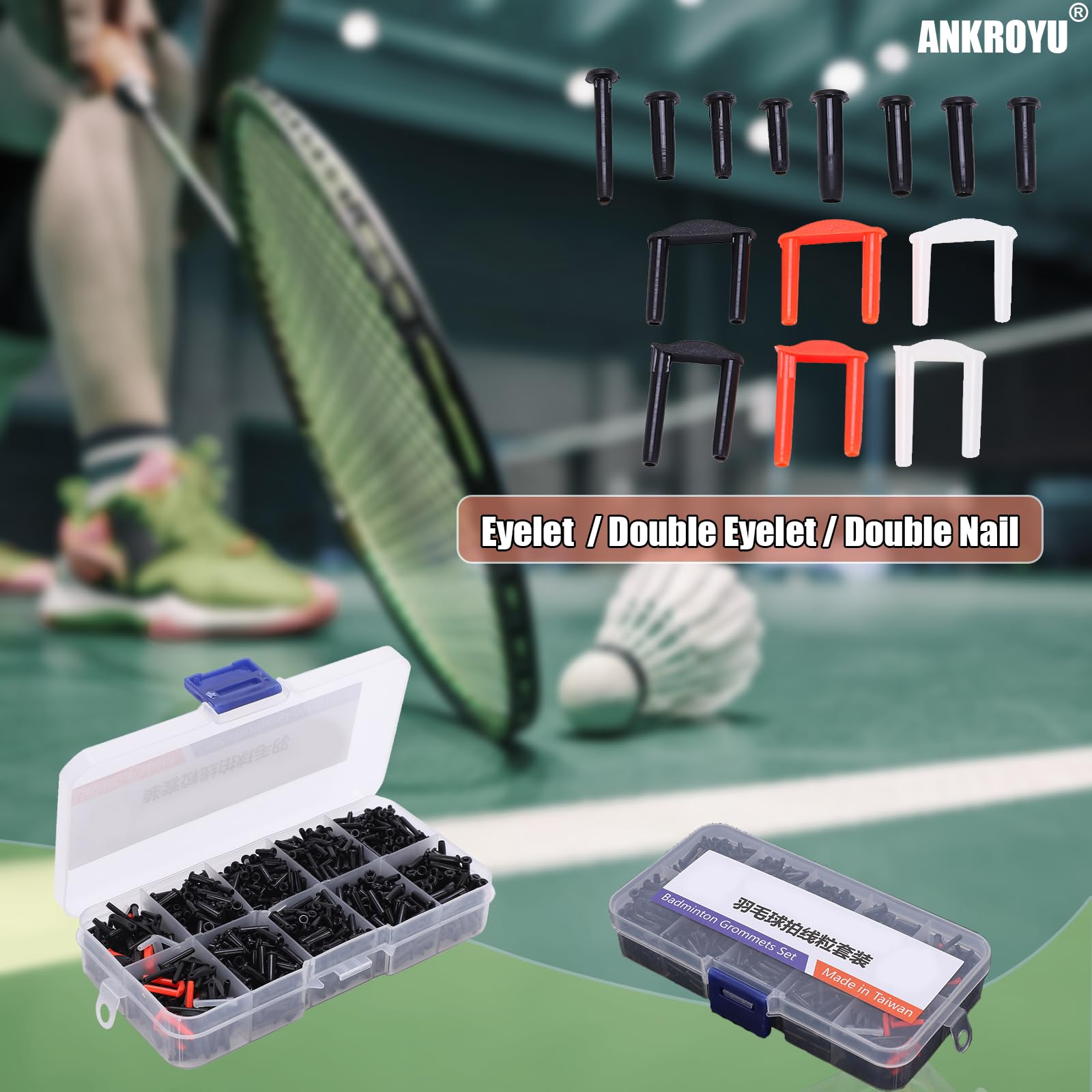 Kit D'Œillets Pour Raquette Badminton - Protection Cordes Avec Outils - Nylon - Marque Powerti