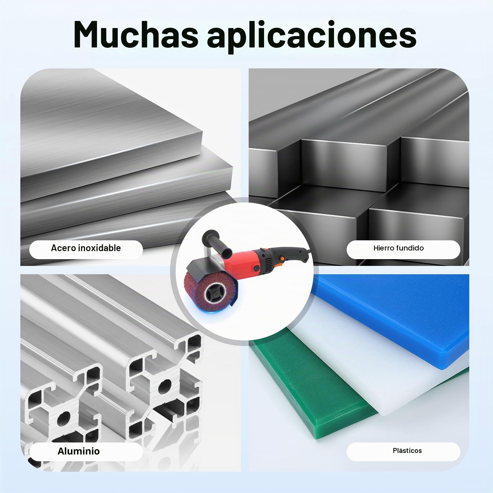 Máquina de satinado, lijadora de cepillo, 1400 W, lijadora de rodillo, amoladora angular, pulidora, máquina de cepillado, para madera, plástico, metal y acero inoxidable
