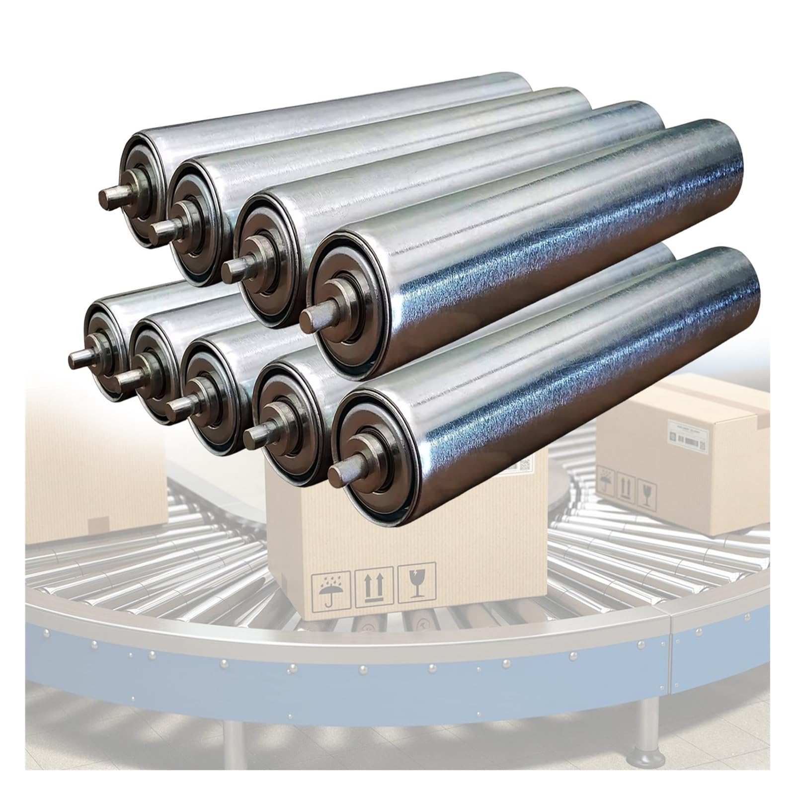 Rouleaux de convoyeur en acier inoxydable : lot de 9 rouleaux de transmission non motorisés pour manutention
