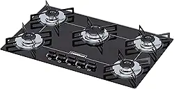Cooktop 5 bocas Chamalux ultra chama Bivolt Trempe de Chapa Preto