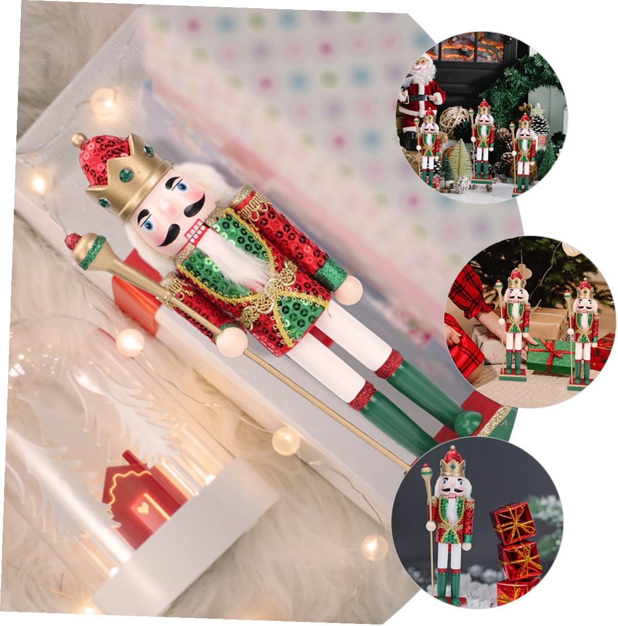 Wooden Nutcracker Figurine Soldier Christmas Nutcracker Decor Traditional Wood Craft Ornament Holiday Shelf Decoration
