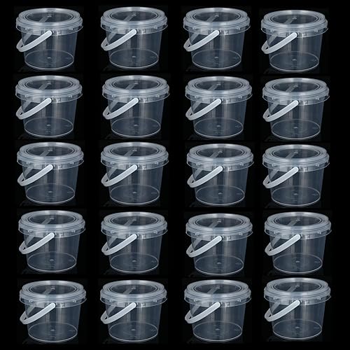 Lobergel Paquete de 20 recipientes de limo de 17 onzas, cubos vacíos de 17 onzas fluidas con tapas y asa herméticas, tarros de almacenamiento de