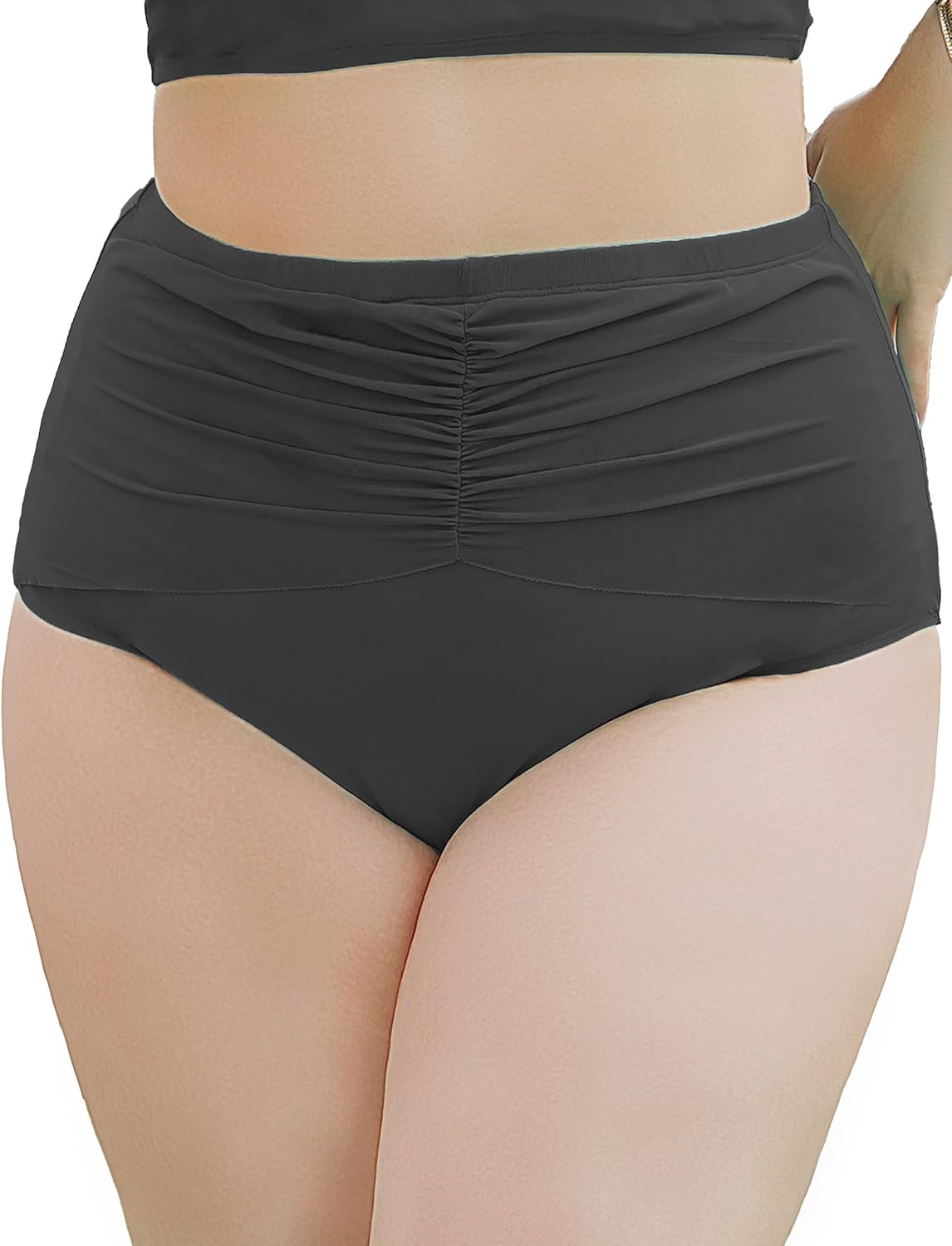 Women Plus Size High Waisted Bikini Bottoms Ruched Swimsuit Bottom Tummy Control Full Coverage Swim Shorts 2025 - Image 5