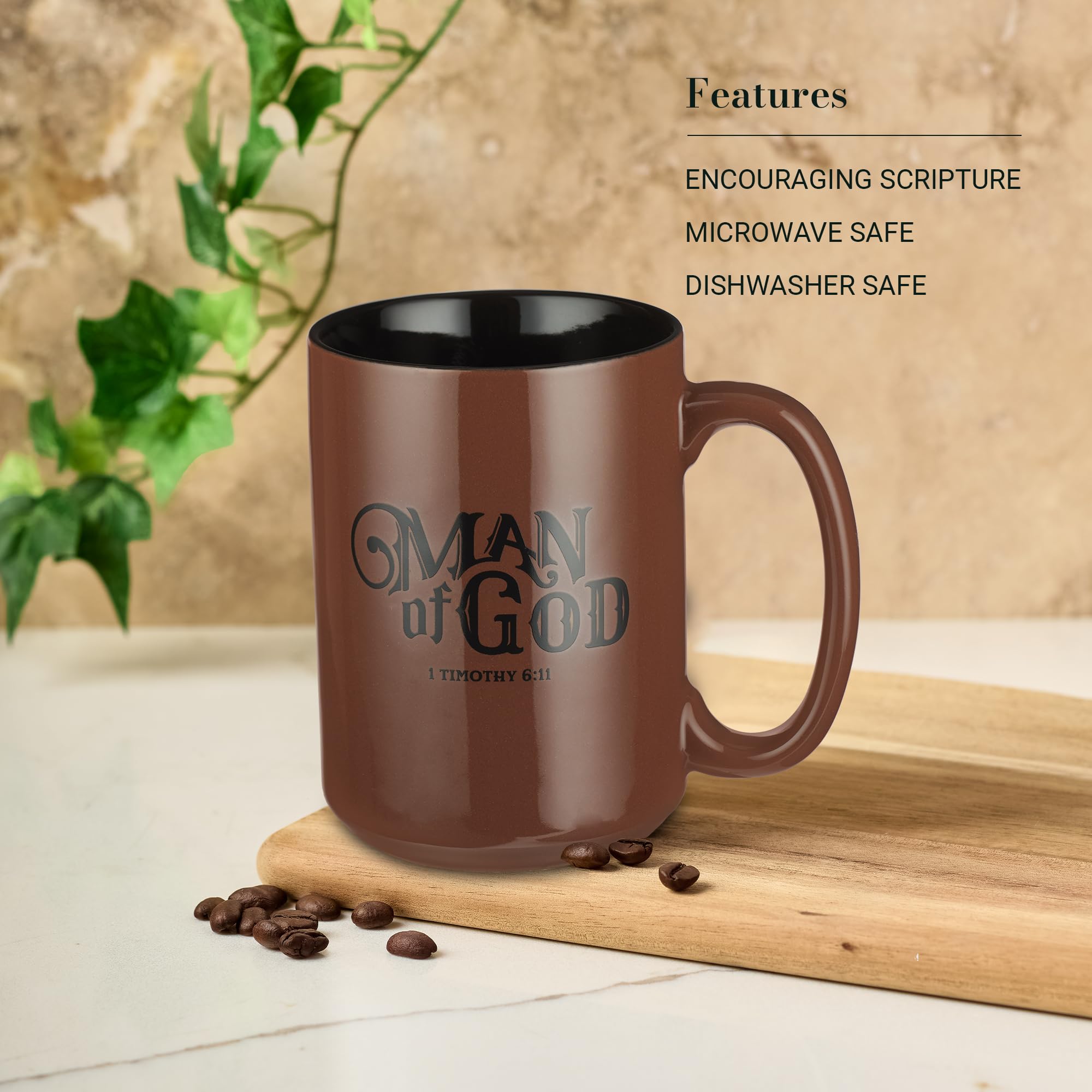 Amazon.com: Christian Art Gifts Brown Ceramic Coffee Mug  14 oz. Microwave  and Dishwasher-safe Inspirational Scripture Coffee and Tea Mug for Men,  Dads, and Pastors with Bible Verse: Man of God