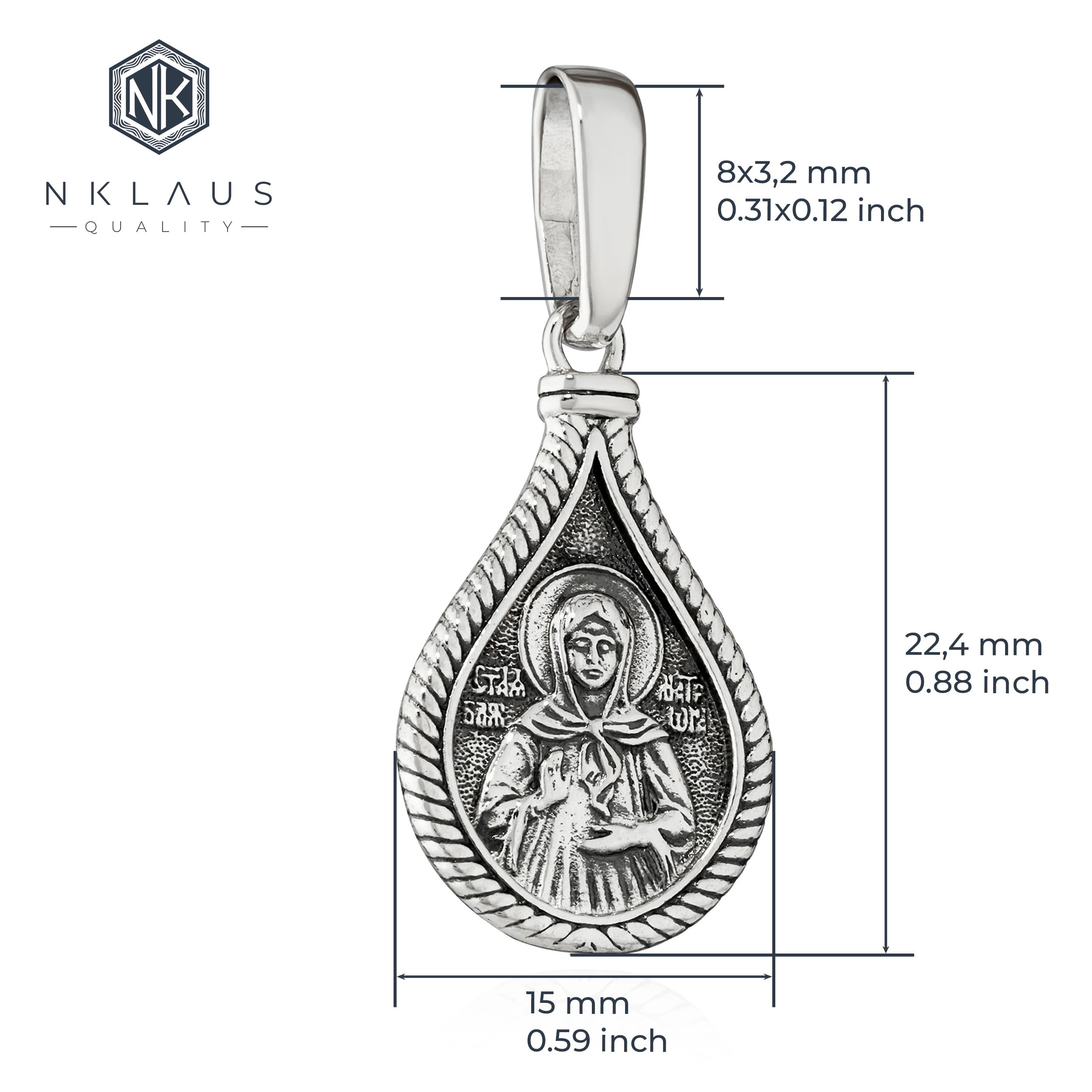 NKlaus Ciondolo Icona Argento 925 Santa Matrona 22,4mm x 15mm catena ciondolo filigrana 15516