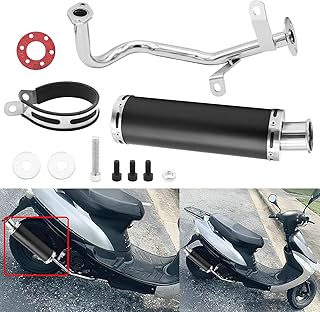 Wai Danie Motorcycle Exhaust Muffler Scooter Performance Exhaust Stainless Pipe For GY6 4 Stroke 50CC 80CC 100CC Scooter QMB139 Exhaust Stainless Pipe 139QMB 1P39QMB Chinese Scooter Moped Black