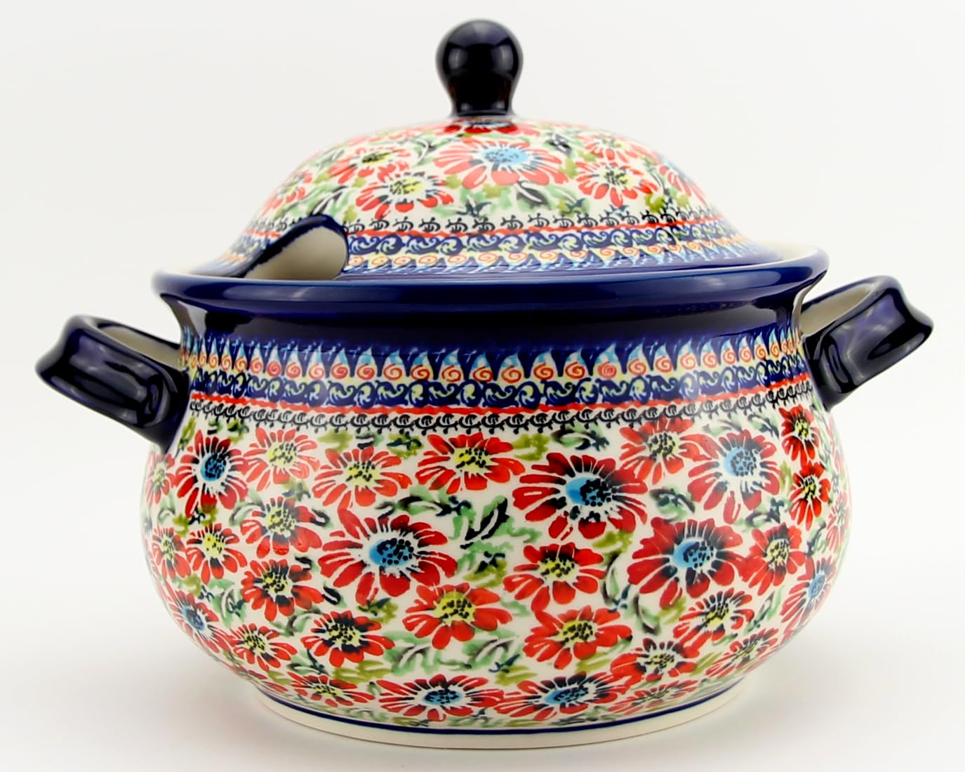 Polish Pottery Market 3.17-Quart Soup Tureen with Lid by Zaklady Boleslawiec – Handcrafted Polish Stoneware Tureen for Serving Soup and Stews
