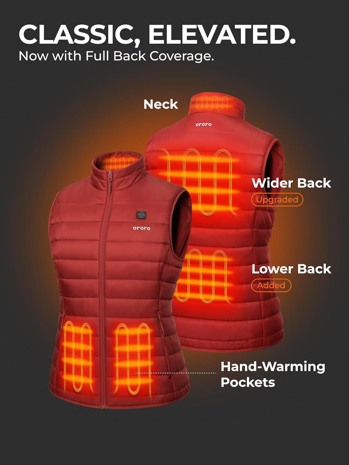 ORORO Women's Upgraded 5-Zone Heated Vest with USB-C Rechargeable Battery, Lightweight Heated Puffer Vest - Image 4