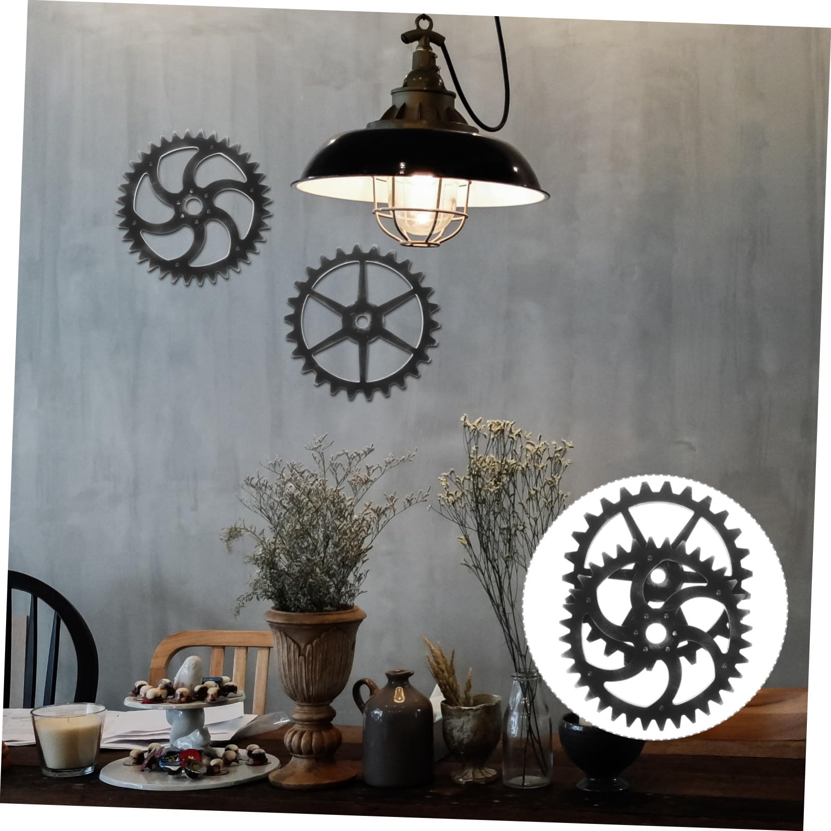 JECOMPRIS 2stücke Holzzahnräder Wanddeko im Industriestil mit Durchbrochenem Design für Zuhause und Büro Vintage Dekoration aus Holz für Wohnzimmer Schlafzimmer und Andere Orte