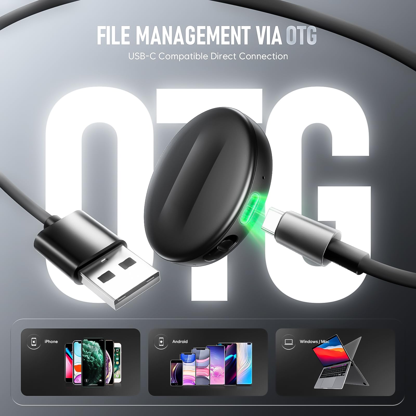 Registratore vocale magnetico da 136 GB, 9800 ore, dittafono portatile, registratore vocale digitale con riproduzione per lezioni e riunioni, dispositivo di registrazione con tripla riduzione del