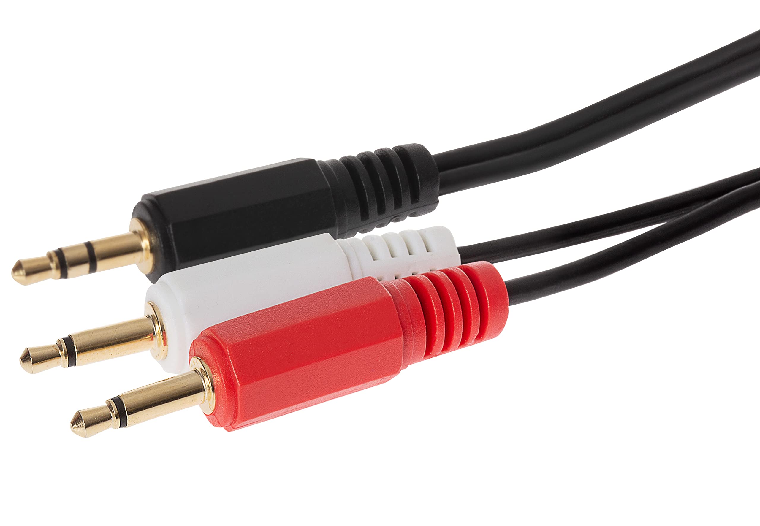 Maplin 3.5mm Aux Stereo 3 Pole TRS Jack Plug to Twin 3.5mm 2 Pole Jack Plug Cable 2m