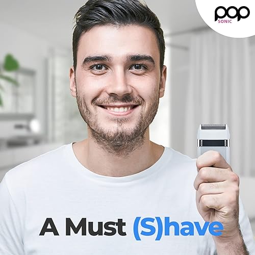 Miniatura 6 de Pop Sonic Zip Afeitadora compacta para hombres a prueba de salpicaduras IPX4 se acerca - BlancoGris
