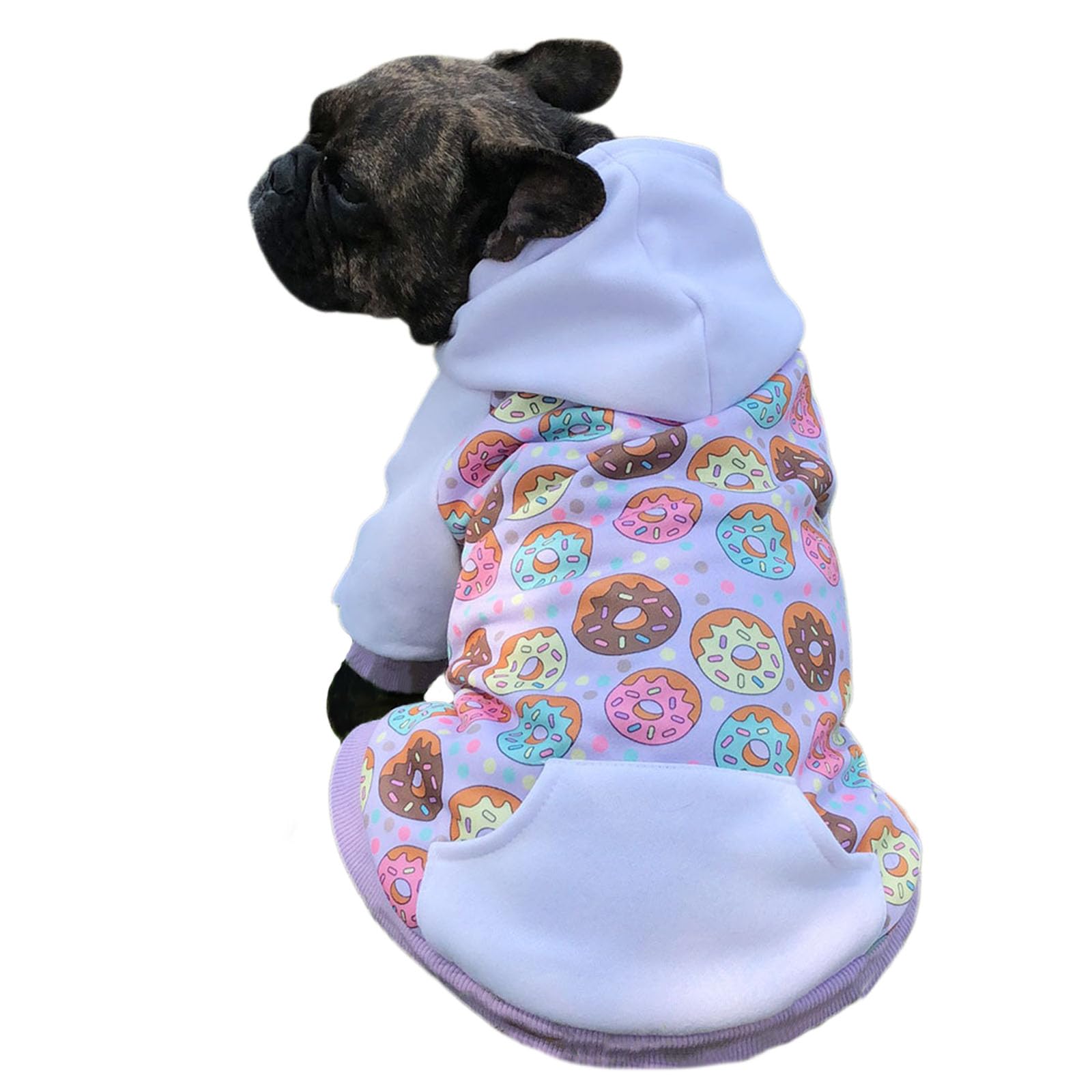 HQREA French Bulldog Winter Dog Coat with Pocket & Zipper Design Cotton Fleece Pet Cat Apparel Puppy Hooded Sweatshirt Sweaters for Dog Christmas Outfit (Purple,XL)
