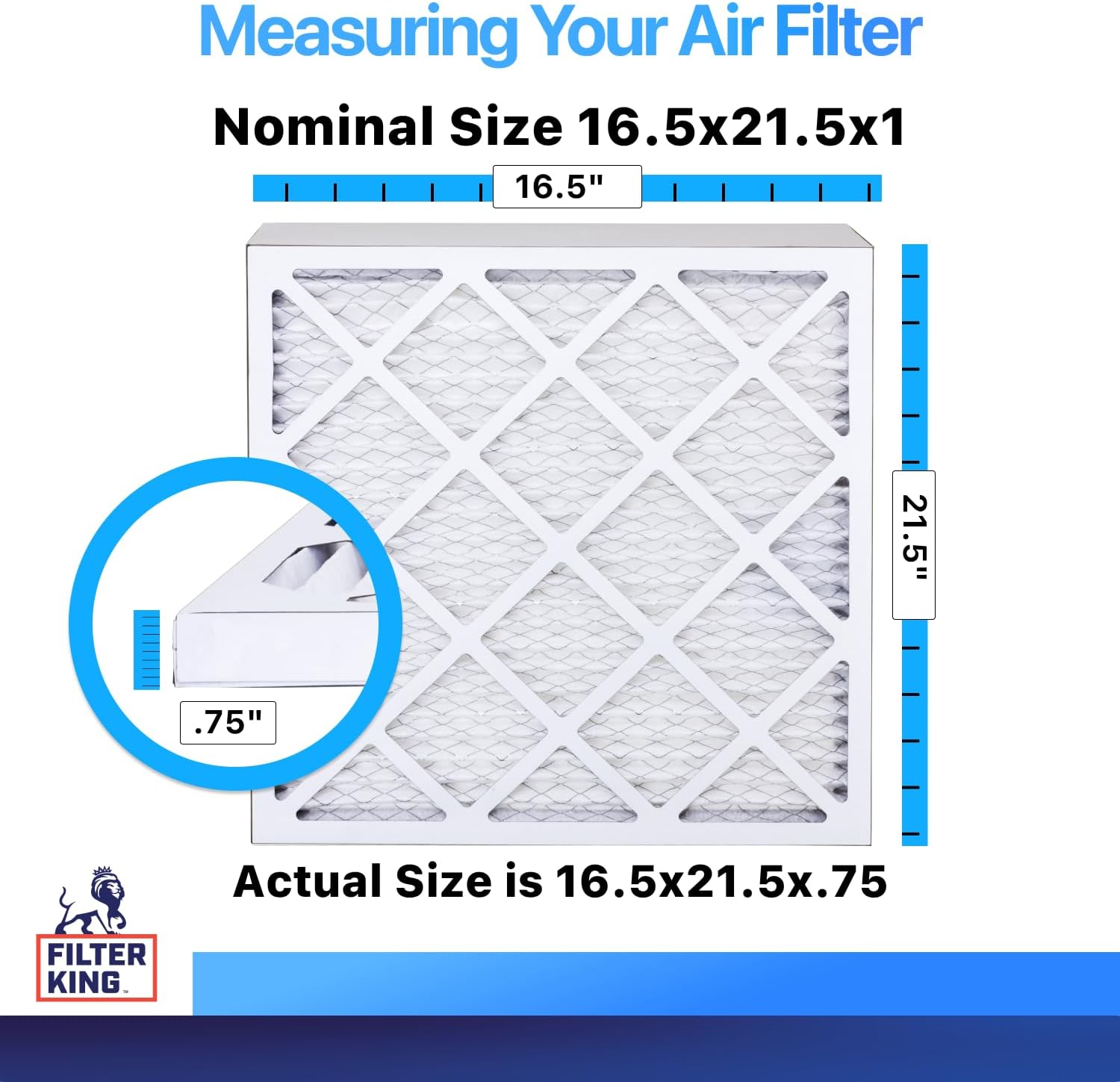 Filter King 16.5x21.5x1 Air Filter (MERV 8) (4-Pack) Dust & Allergy Control AC Furnace Filters, MADE IN USA, HVAC, Pleated, Electrostatic (Actual Size: : 16.5 x 21.5 x .75)