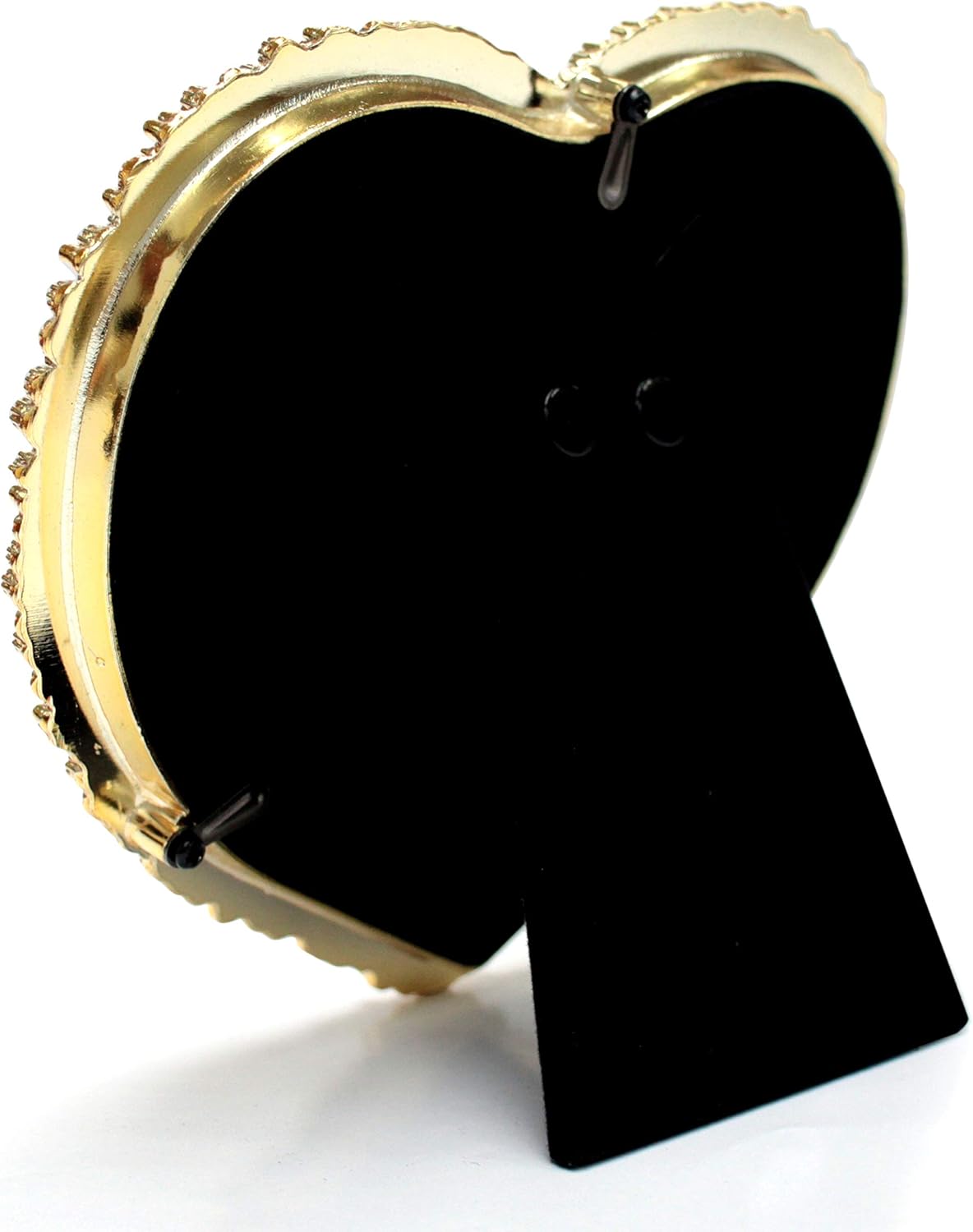 MIMOSA MOMENTS 5x5 Heart Shaped Brass Jewel Bling Picture Frame with Rhinestones, Decorative Tabletop Photo Frame for Wedding, Anniversary, Birthday, Bride & Couple Gift