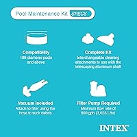 Vista 5 de Intex Juego de piscina inflable redonda de 15 x 48 pulgadas para exteriores con escalera, bomba de filtro y kit de limpieza de piscina