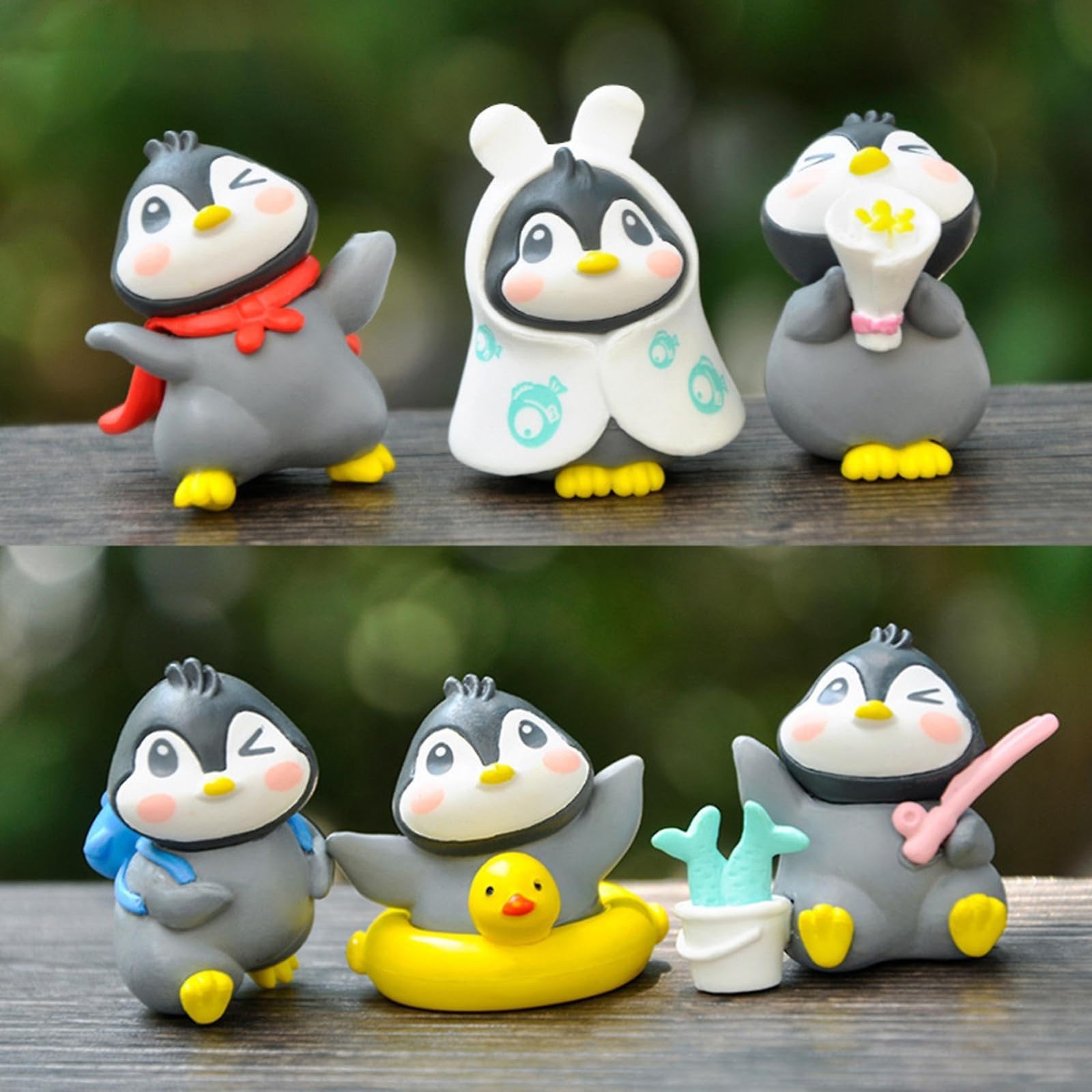 SATYAM KRAFT 1 Set (6 Pcs) Cute Penguin Miniature Figurines Showpiece | Gift for Him/Her, New Year Return Gift, Home Decor, Table, Car Dashboard, Christmas & Valentine Decoration Item (Multicolor)