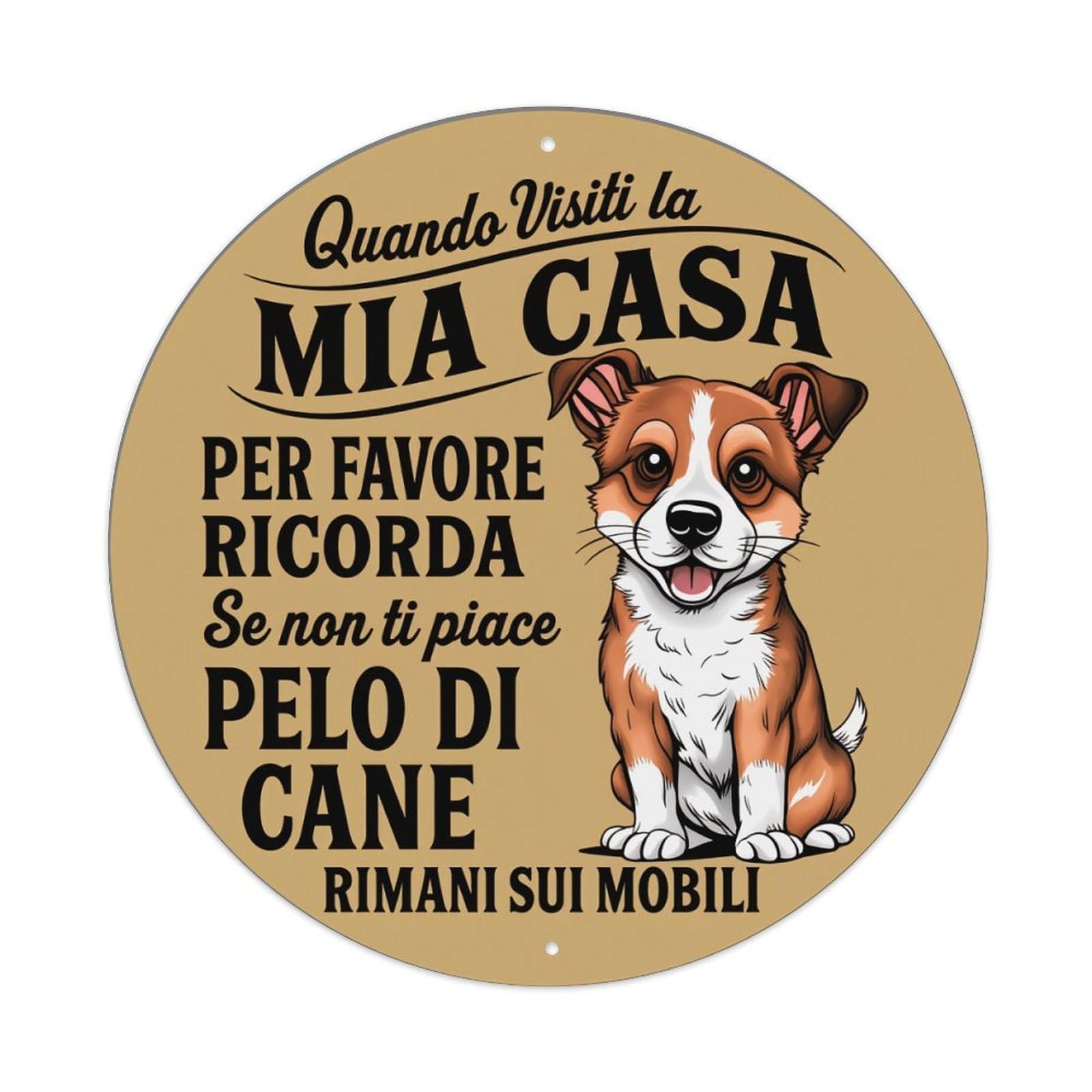 Lzwbntey Vintage Cute Dog Warning Sign Pattern Metal Tin Sign Retro Wall Decor For Home Bar Garage Cafe, Indoor & Outdoor Decorative，Circle Metal Poster, 8X8 Inch