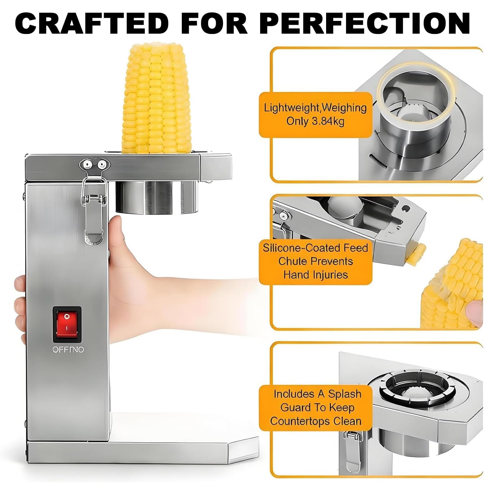 Spelacalegna, trebbiatrice per mais da 40 W con lama rimovibile, rimozione rapida 20S, involucro di ingresso in silicone, apertura di alimentazione grande da 6,5 cm per trebbiare mais fresco