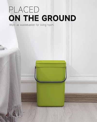 Miniatura 4 de Cubo de basura colgante de compostaje de cocina de 3.2 galones con tapa para cocina y baño, cubo de basura de cocina debajo del fregadero, cubo de