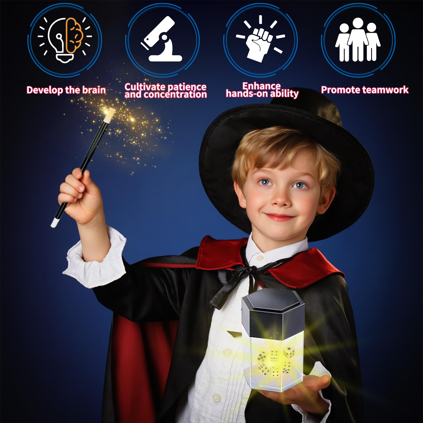 Mekkyes Giochi di Magia per Bambini - 80+ Giochi Bambini con Bacchetta Magica & Istruzioni, Trucchi di Magia, Regalo Giochi Bambini 6 7 8 9 10 11 12 Anni