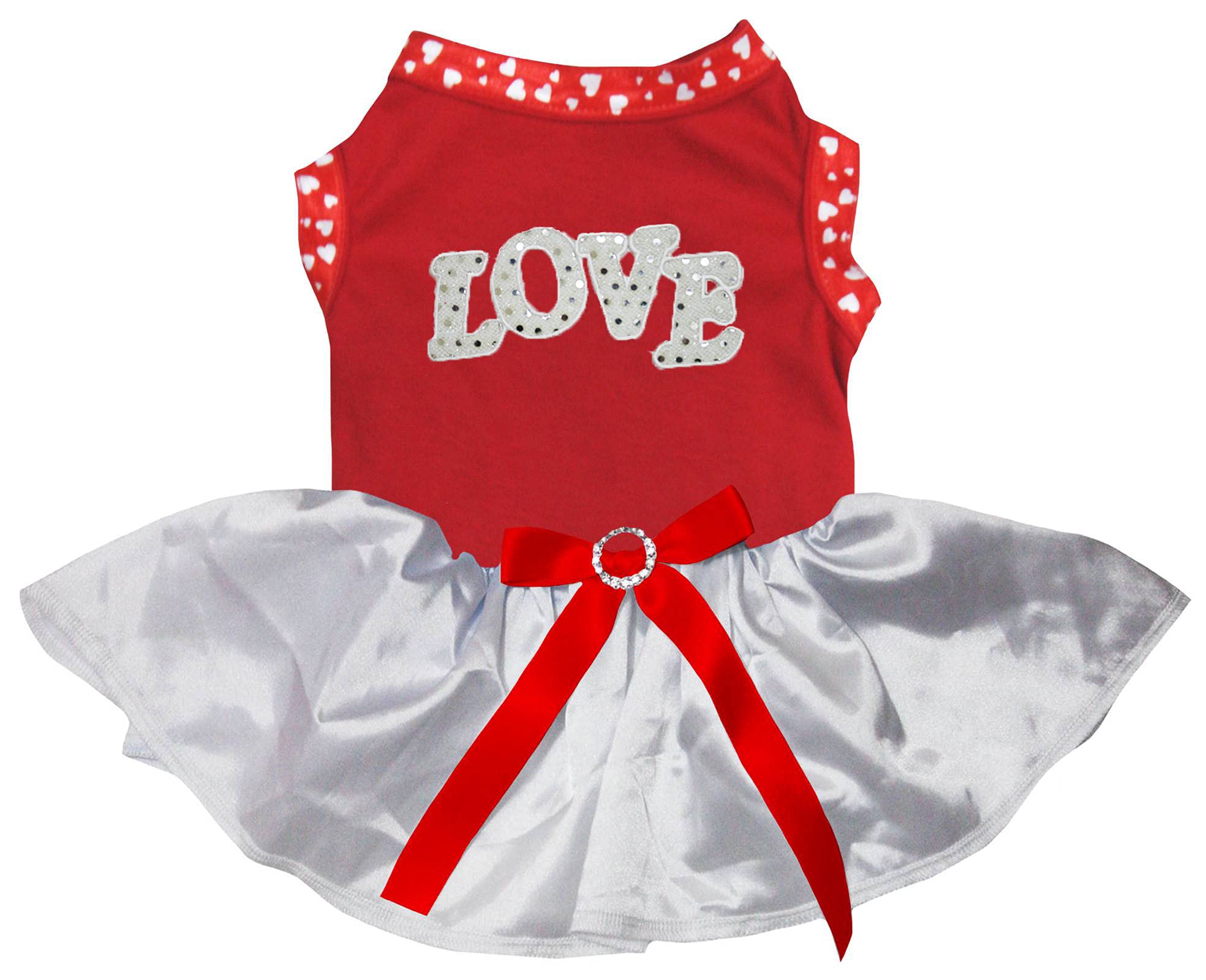 Robe pour chiot rouge et blanc à paillettes pour des fêtes inoubliables en XXL