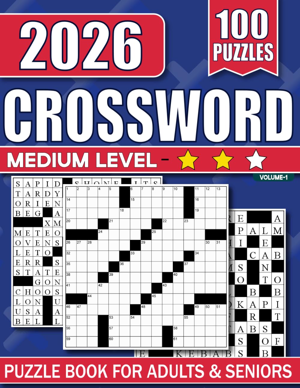 Medium Level Crossword Puzzle Book For Adults and Seniors: Train Your Brain with Relaxing and Enjoyable Crossword Fun