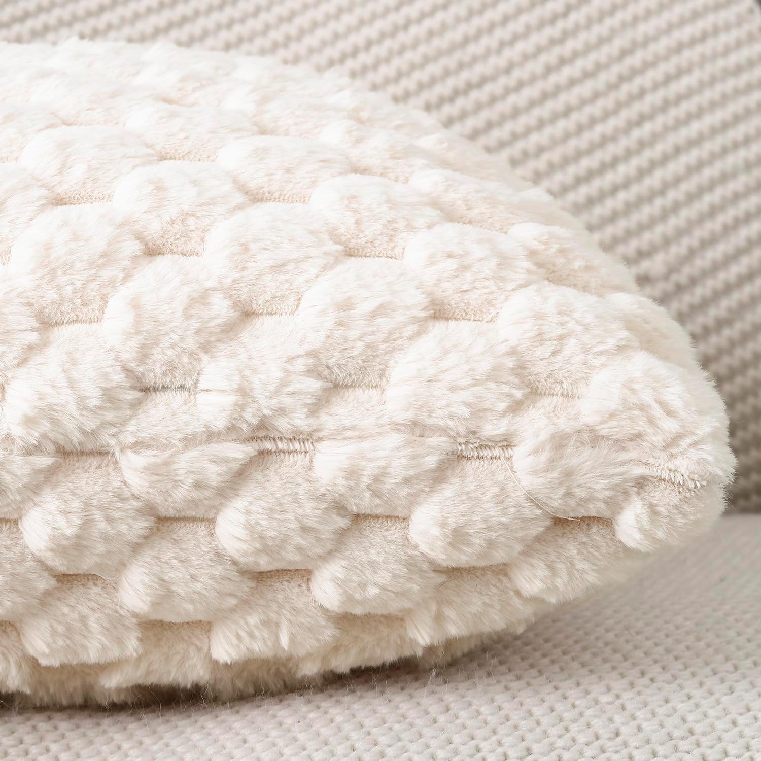 MADIZZ Faux Wool Beige Throw Pillow Covers 26x26 InchSet of 2 Super Soft Boho Pillow Covers Decorative Textured Throw Pillowcases Modern Farmhouse Home Decor for Sofa Bedroom