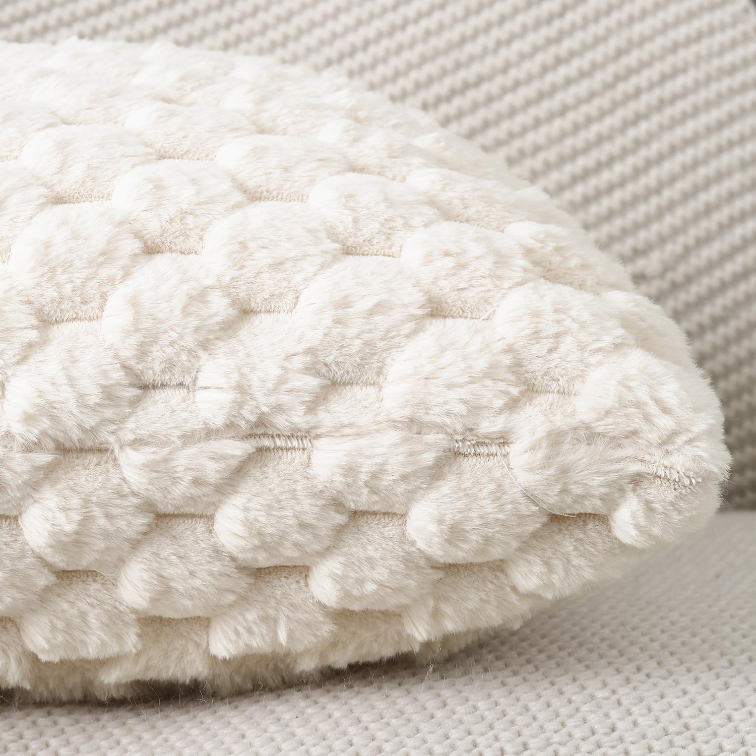 Madizz Faux Wool Beige Cushion Covers 26x26 inch, 65x65 cm - Image 3