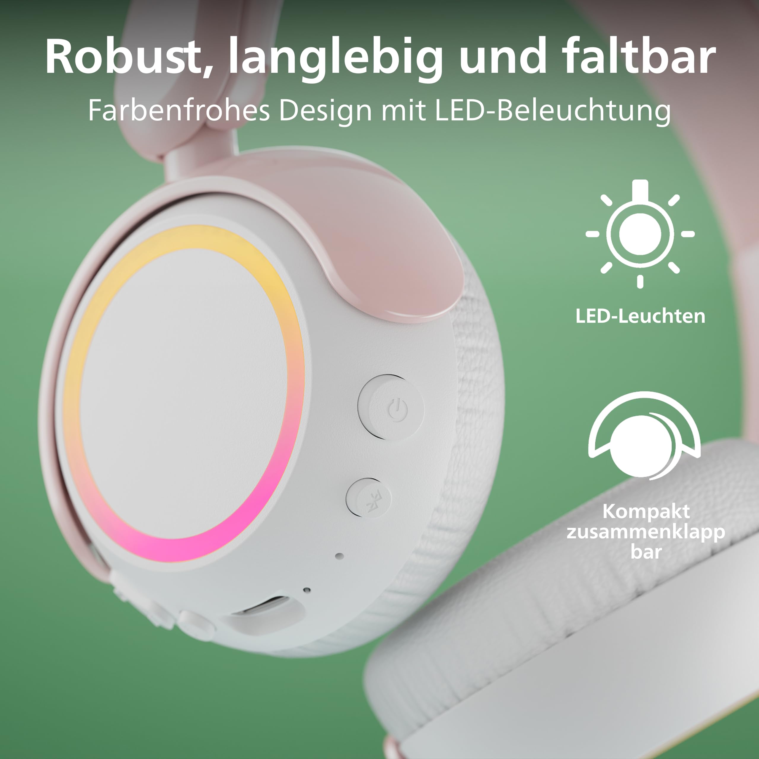 PHILIPS TAK4200PK 4200 Serie Kabellose Faltbare On-Ear-Kinderkopfhörer | Lautstärkebegrenzung, Audio-Sharing, USB‑C-Kabel enthalten – Pink