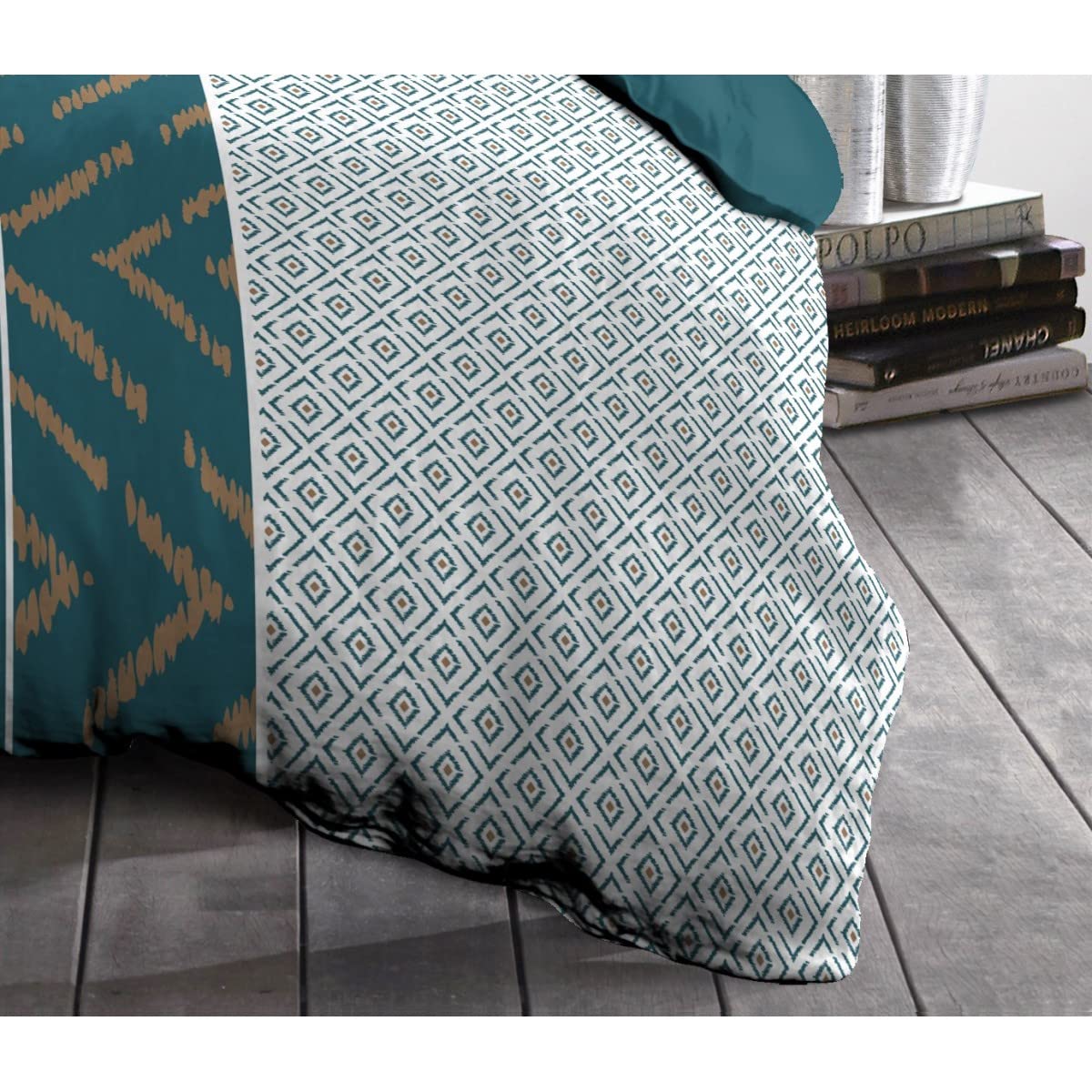 Home Linge Passion Parure copripiumino Ethno, 240 x 260, colore: Blu anatra