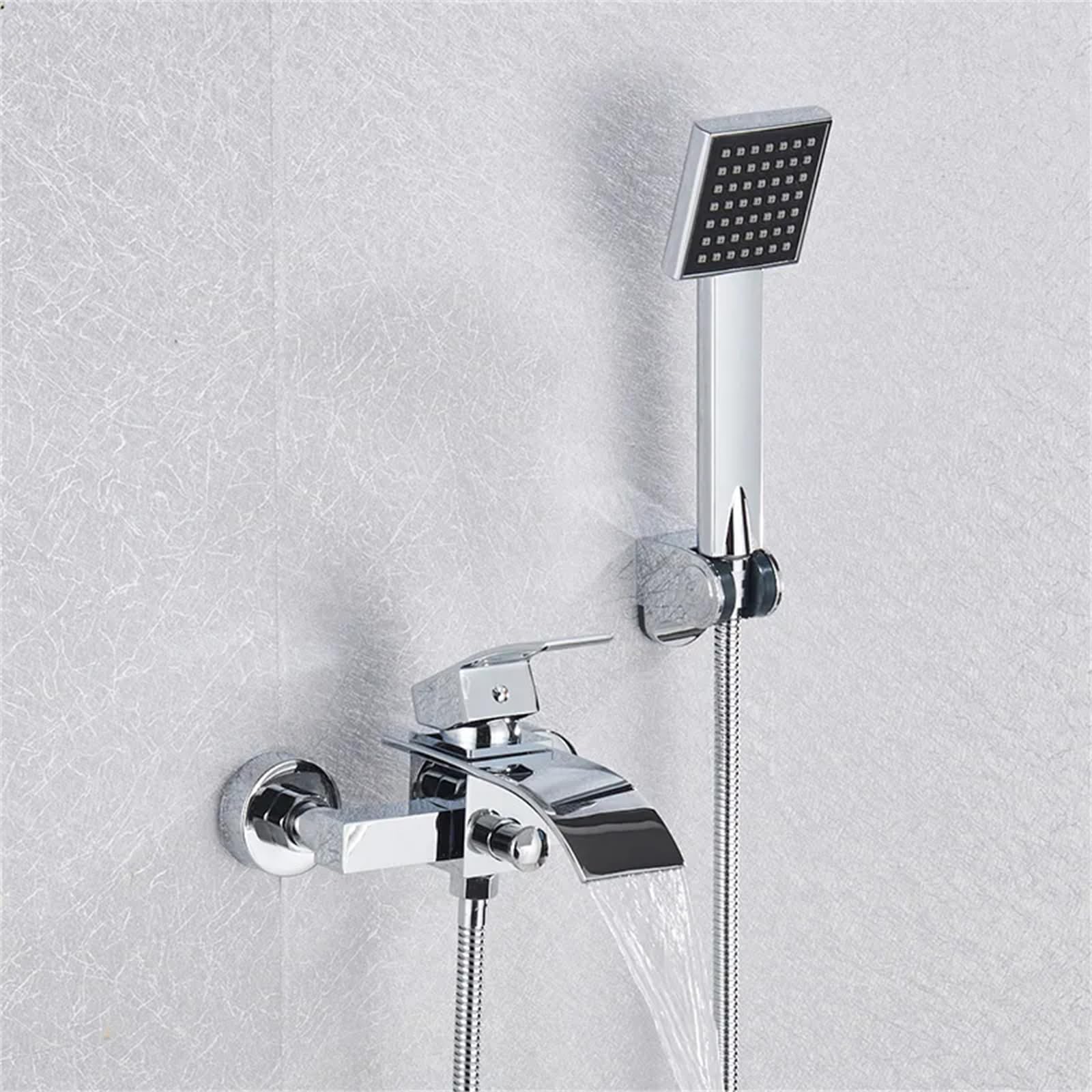 Robinet cascade de douche noir mat et chromé pour salle de bain moderne