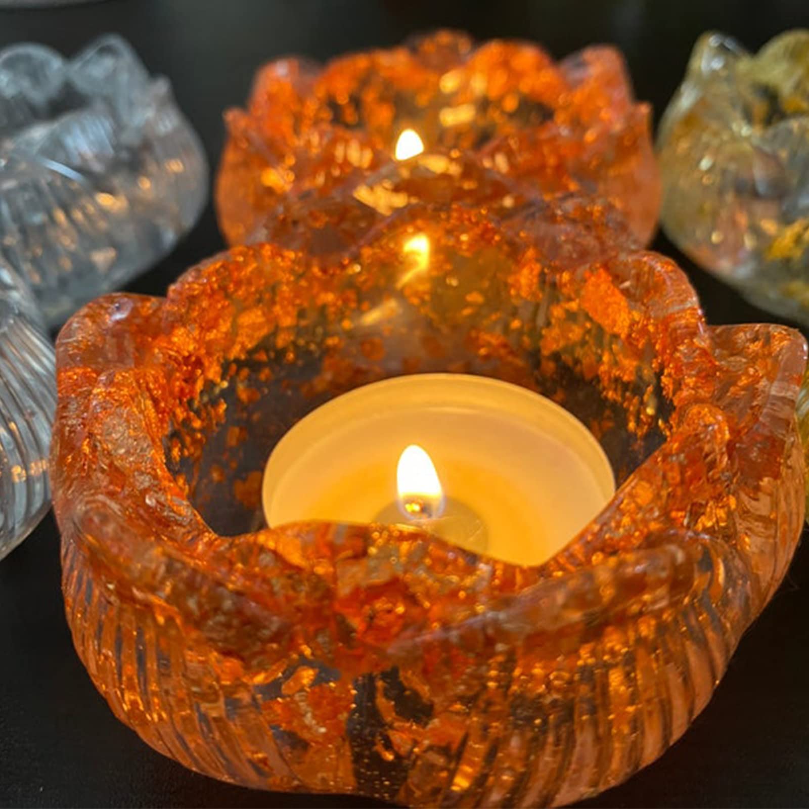 EPODA Epoxy Resin Moulds, 2Pcs Lotus Shape Candles Holder Silicone Resin Mold for Decorative Table Centerpieces, Perfect for Christmas and Holiday Gifts - Image 3