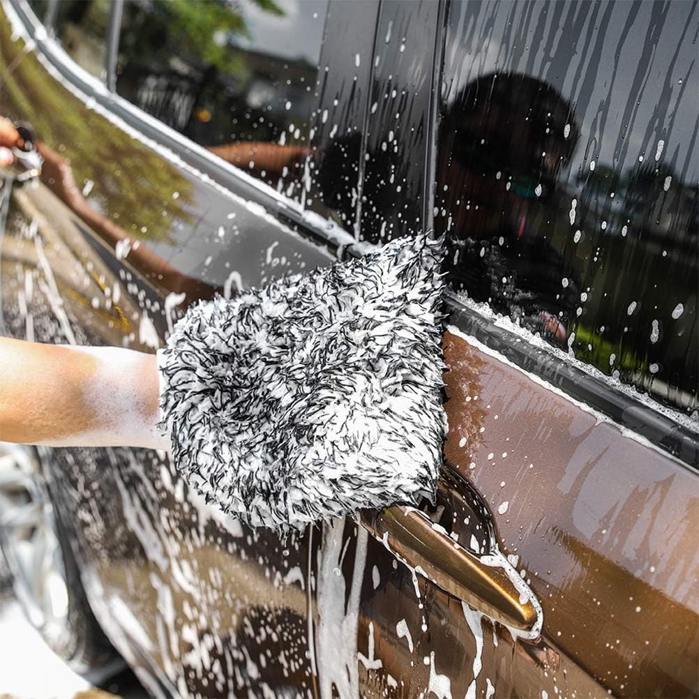 New Car Wash Mitt, 2 Pack Premium Soft Cyclone Microfiber Washing Gloves, Holds Tons of Sudsy Water for Effective Washing, Machine Washable, Lint Free, Scratch Free - Black