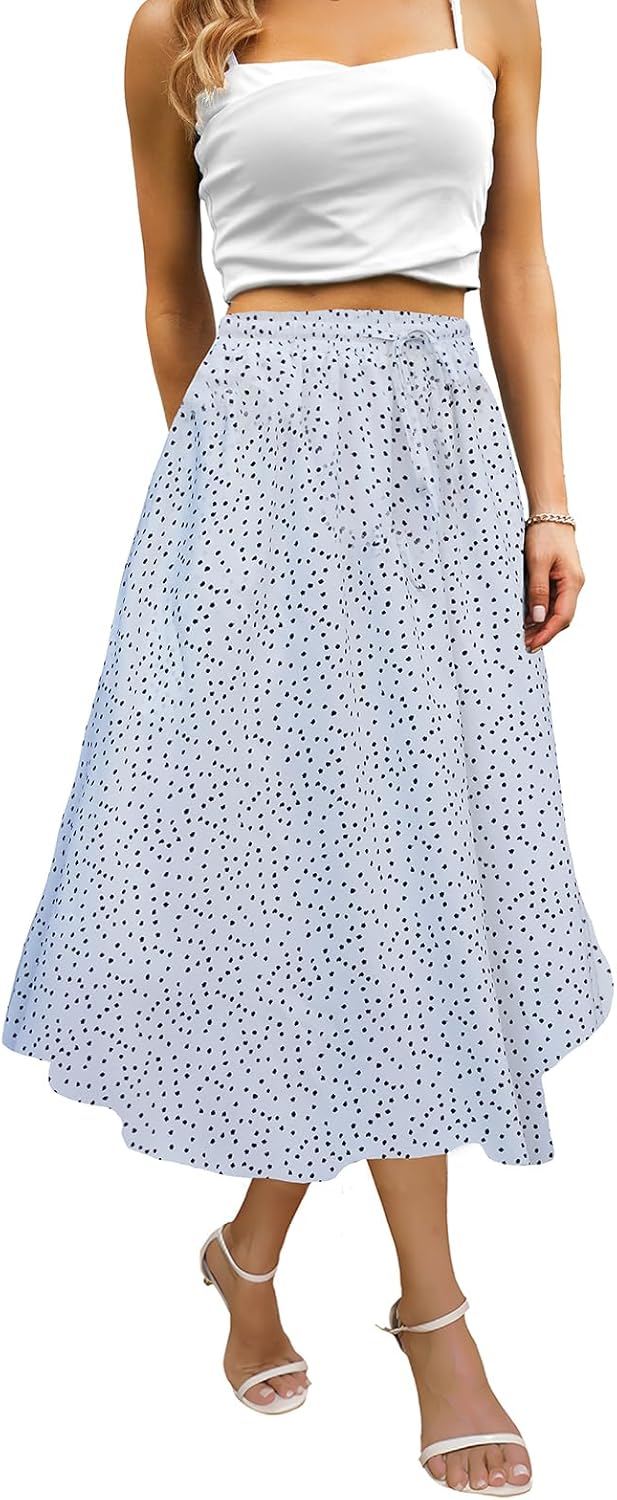 Maxi Skirts for Women with Pockets Long Midi Length Casual Skirt for Beach Party Holiday