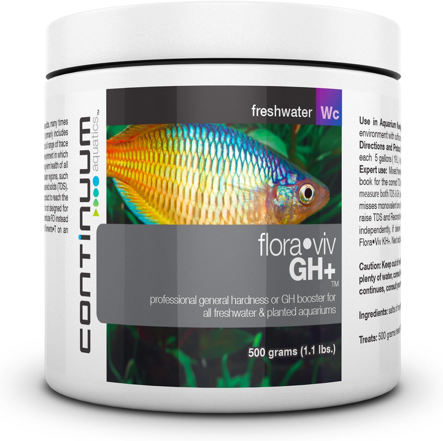Continuum Aquatics Flora Viv GH+ - General Hardness (GH) Booster for Freshwater and Planted Aquariums (500-g) (QGHP500)