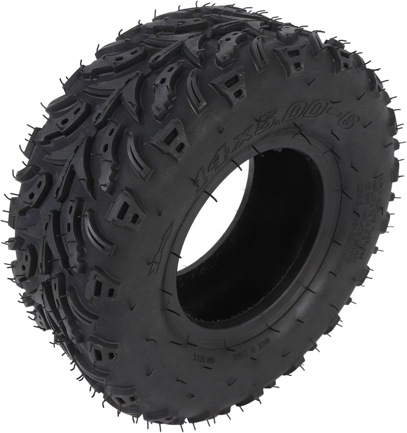 Luocute 14x5.00-6 Front Wheel Tire, 6 inch Tubeless Rubber Tire with Enhanced Traction Technology, for ATV Quad Off Road Go Kart Mini Bike