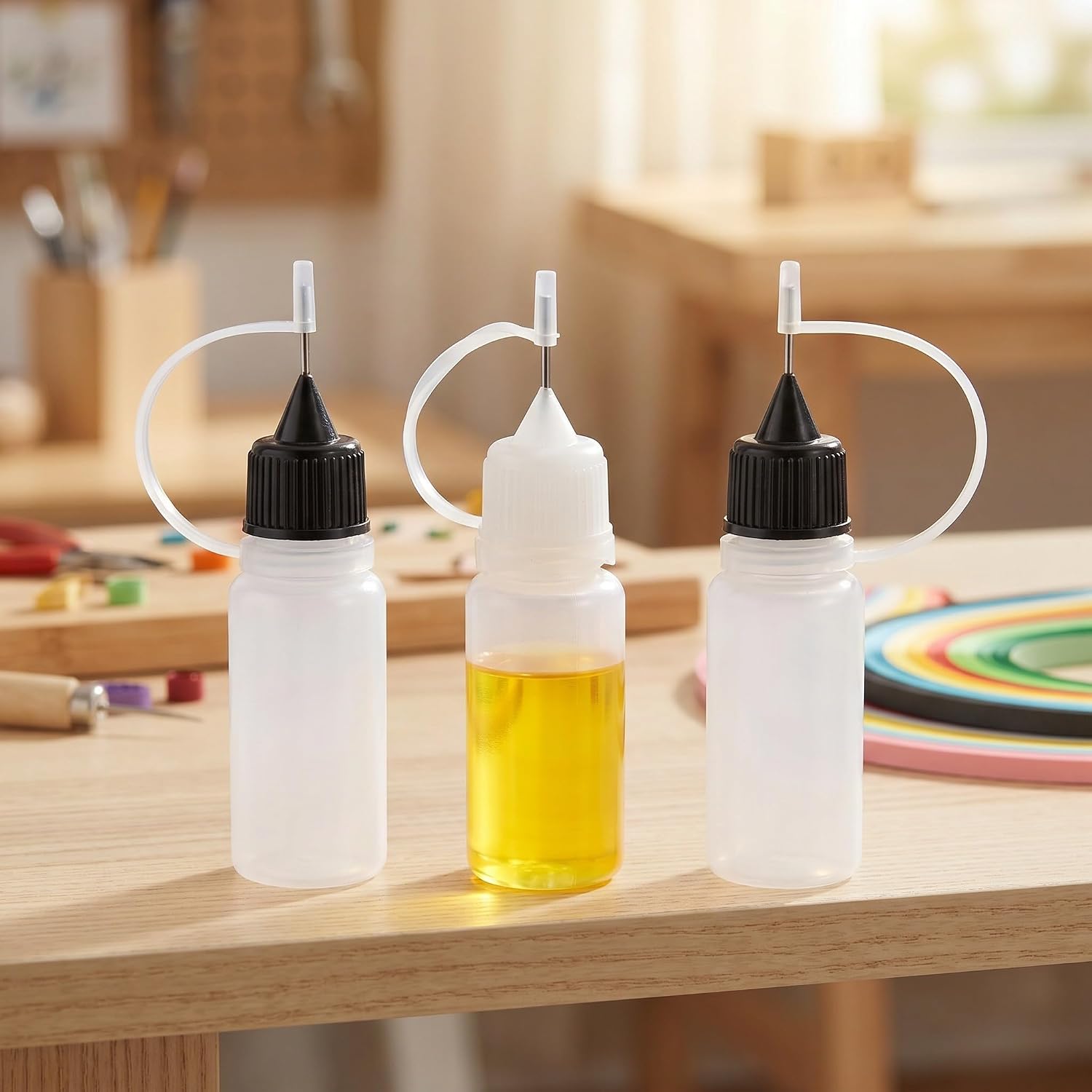 20pcs Ml Needle Tip Plastic Dispensing Bottle for Glue and Liquids, Semi- with Long Needle Tip and Seamless Connection, for Crafting and Laboratory Transfers