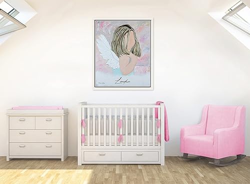 Miniatura 3 de GICLEE PRINT ART Abstract Girl Angel Painting Canvas Print Oil Painting Home Decor Wall Decor Housewarming Gift Blue Pink Guardian Angel
