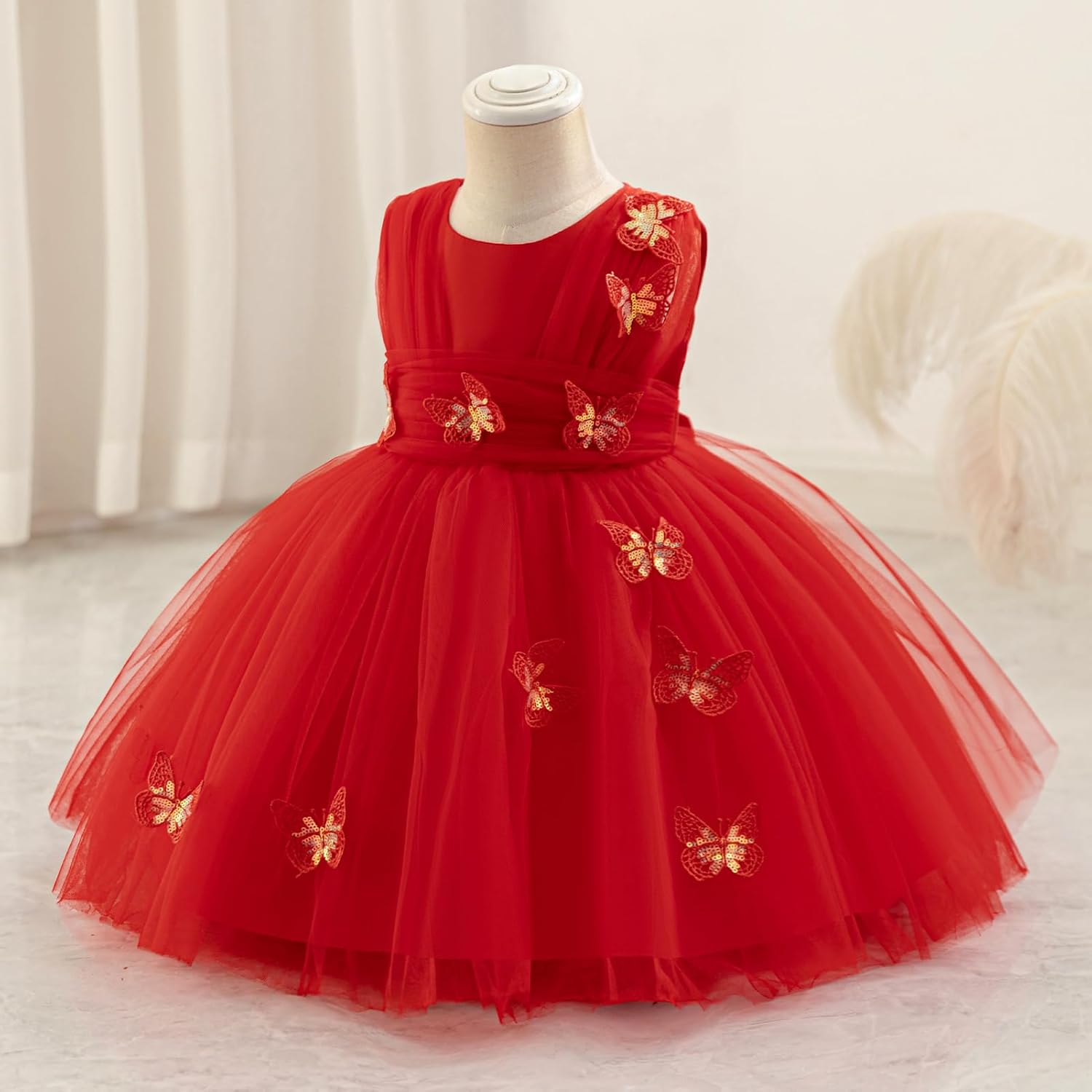 Baby Butterfly Tulle Dress Toddler Flower Girl Formal Wedding 1st Birthday Outfits Kids Pageant Tea Party Ball Gown - Image 6