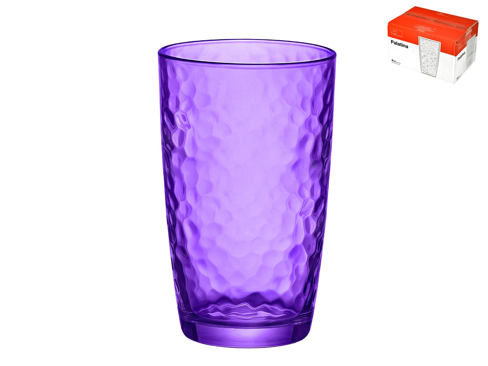 Bormioli Rocco Palatina Cooler Glasses, Purple, Set of 6, 16.5 oz