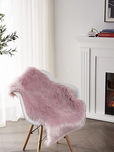 Miniatura 94 de SERISSA Alfombra suave y esponjosa de piel de oveja sintética, color beige, alfombra lanuda para el suelo del dormitorio, alfombra mullida