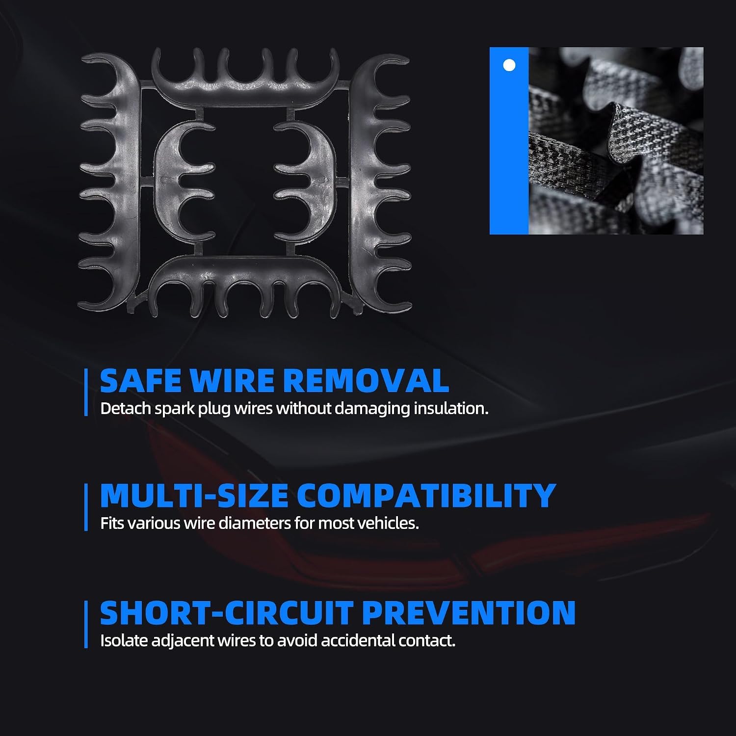 12 Pcs Spark Plug Wires Separator Divider Kit Ignition Wire Separators Holder Black Wire Loom