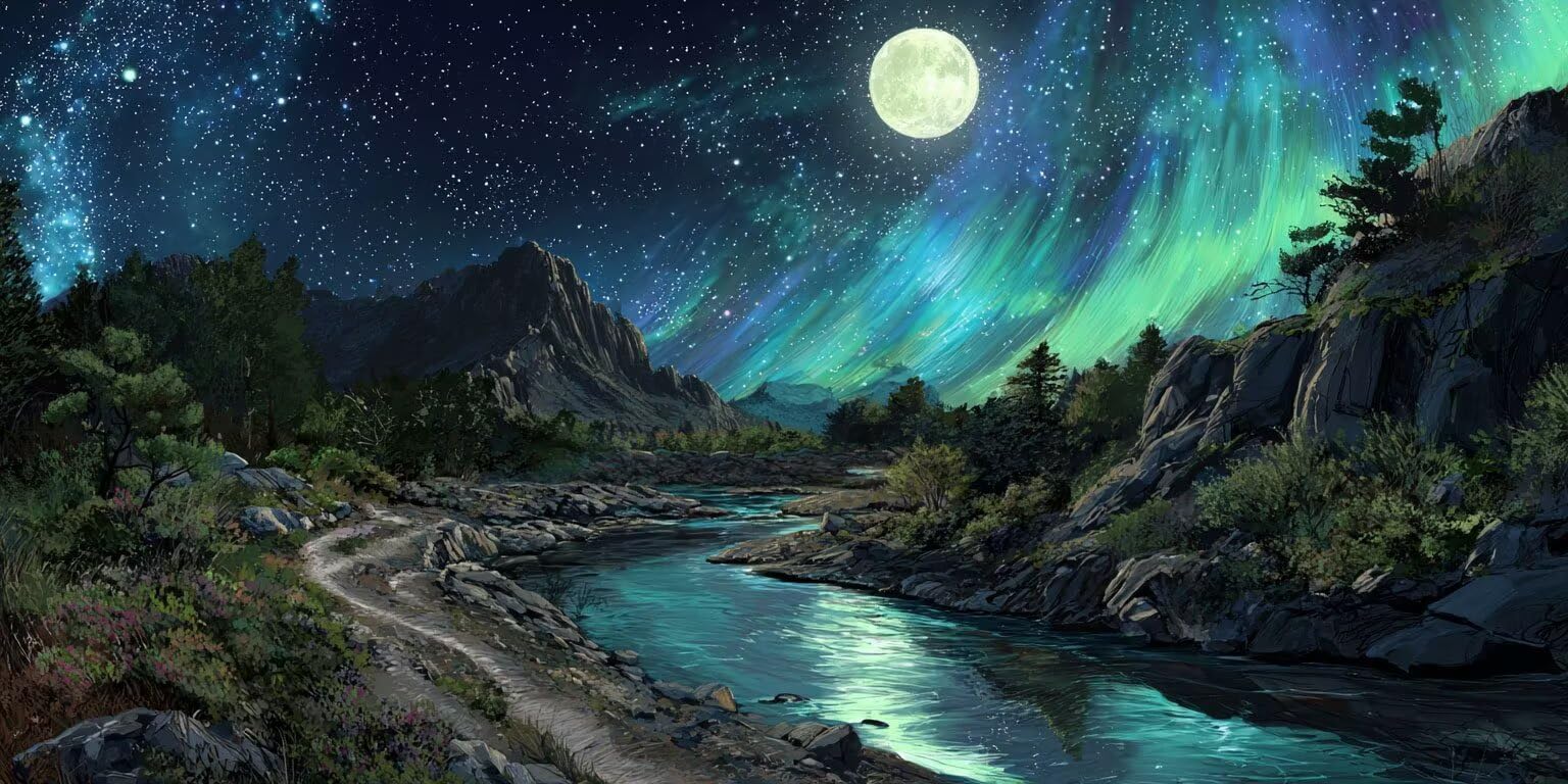 Pintar por Numeros Adultos, Aurora Moon, 70x90cm 7JGWX-256